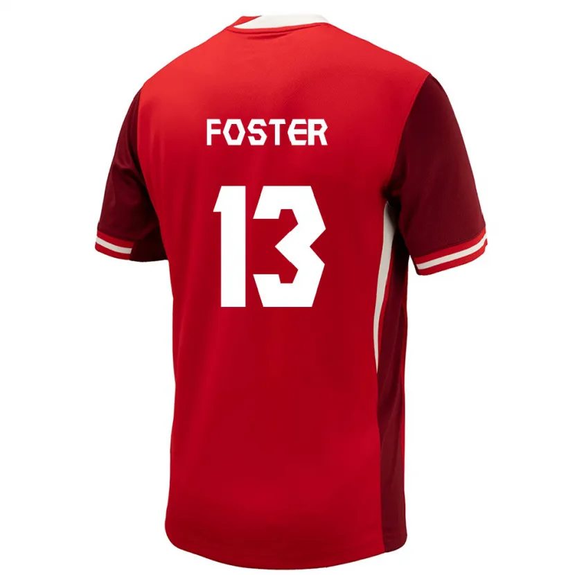 Danxen Dames Canada Rylee Foster #13 Rood Thuisshirt Thuistenue 24-26 T-Shirt