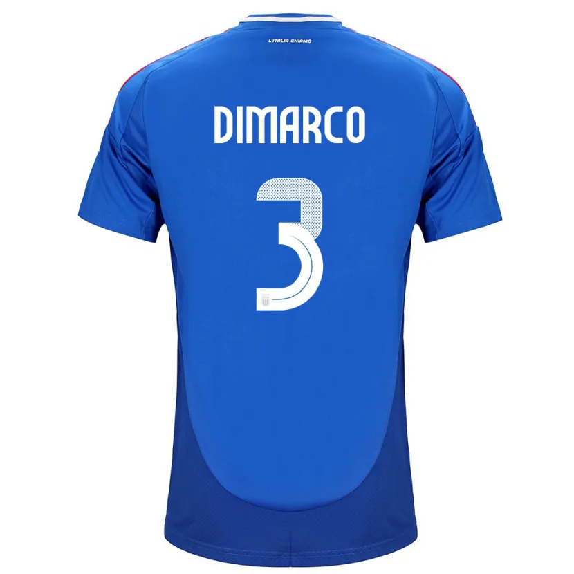 Danxen Dames Italië Federico Dimarco #3 Blauw Thuisshirt Thuistenue 24-26 T-Shirt