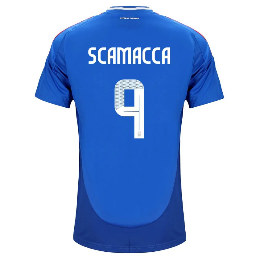 Danxen Dames Italië Gianluca Scamacca #9 Blauw Thuisshirt Thuistenue 24-26 T-Shirt