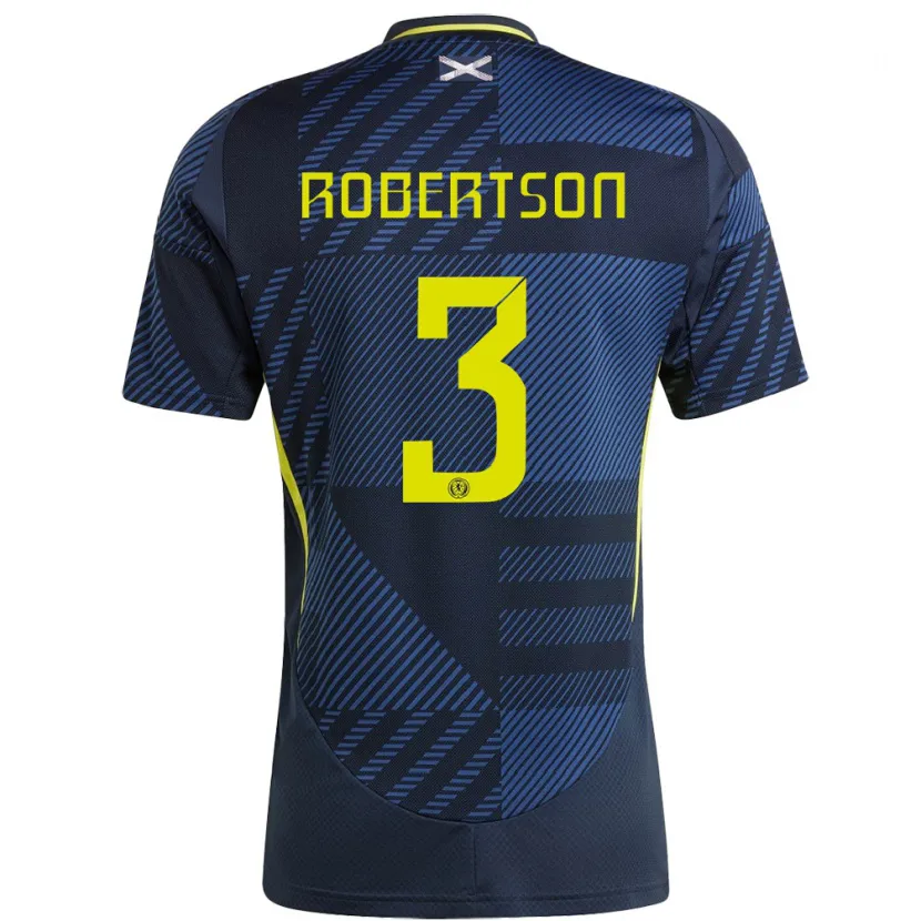 Danxen Dames Schotland Andrew Robertson #3 Donkerblauw Thuisshirt Thuistenue 24-26 T-Shirt
