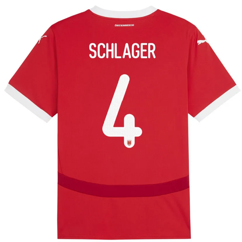 Danxen Dames Oostenrijk Xaver Schlager #4 Rood Thuisshirt Thuistenue 24-26 T-Shirt