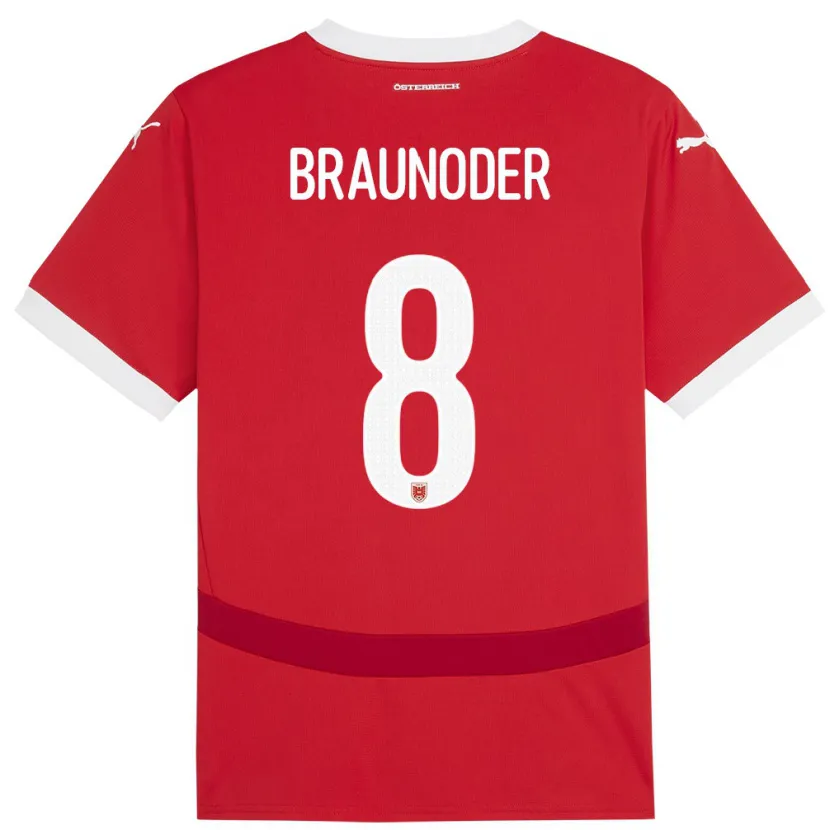 Danxen Dames Oostenrijk Matthias Braunöder #8 Rood Thuisshirt Thuistenue 24-26 T-Shirt