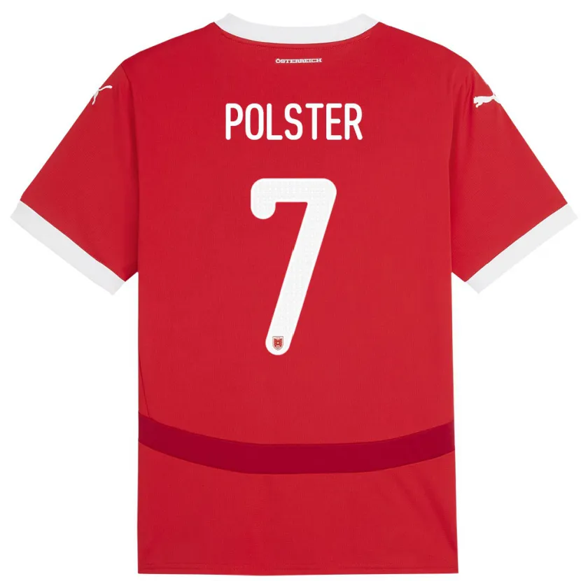 Danxen Dames Oostenrijk Manuel Polster #7 Rood Thuisshirt Thuistenue 24-26 T-Shirt