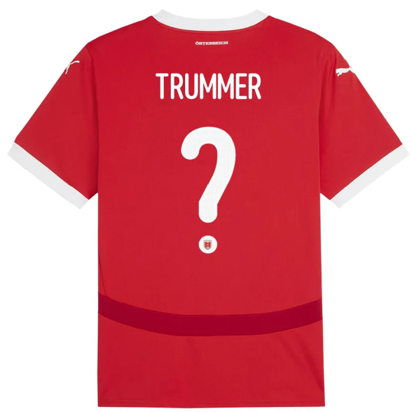 Danxen Dames Oostenrijk Tim Trummer #0 Rood Thuisshirt Thuistenue 24-26 T-Shirt