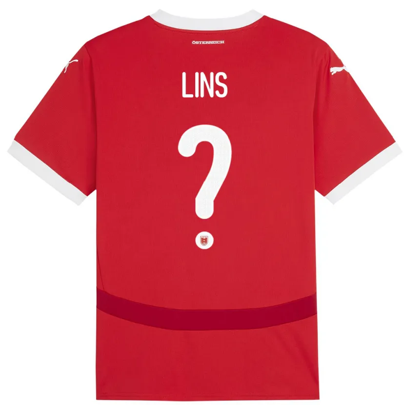 Danxen Dames Oostenrijk Jonas Lins #0 Rood Thuisshirt Thuistenue 24-26 T-Shirt