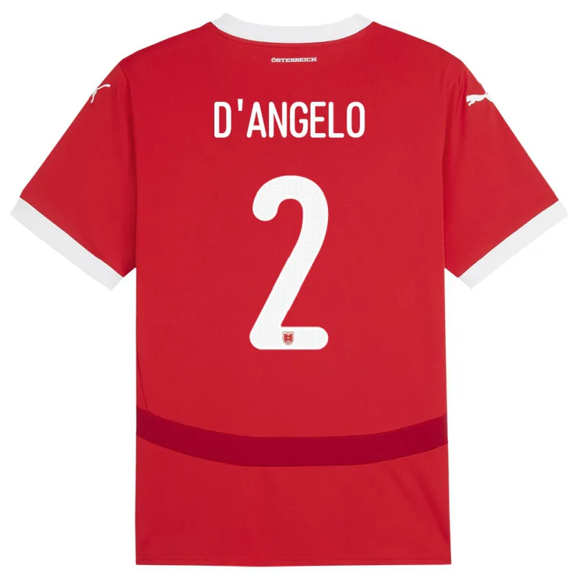 Danxen Dames Oostenrijk Chiara D’angelo #2 Rood Thuisshirt Thuistenue 24-26 T-Shirt