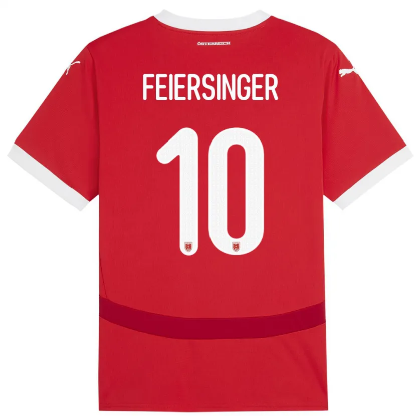 Danxen Dames Oostenrijk Laura Feiersinger #10 Rood Thuisshirt Thuistenue 24-26 T-Shirt