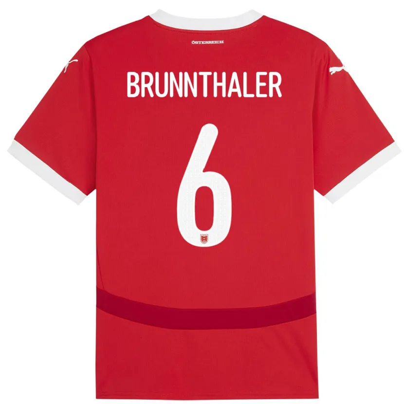 Danxen Dames Oostenrijk Melanie Brunnthaler #6 Rood Thuisshirt Thuistenue 24-26 T-Shirt