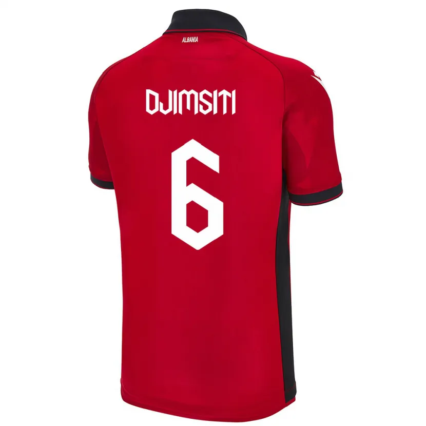 Danxen Dames Albanië Berat Djimsiti #6 Rood Thuisshirt Thuistenue 24-26 T-Shirt