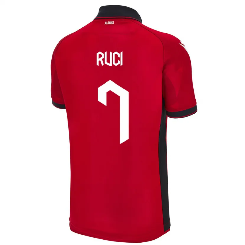 Danxen Dames Albanië Flamur Ruci #7 Rood Thuisshirt Thuistenue 24-26 T-Shirt