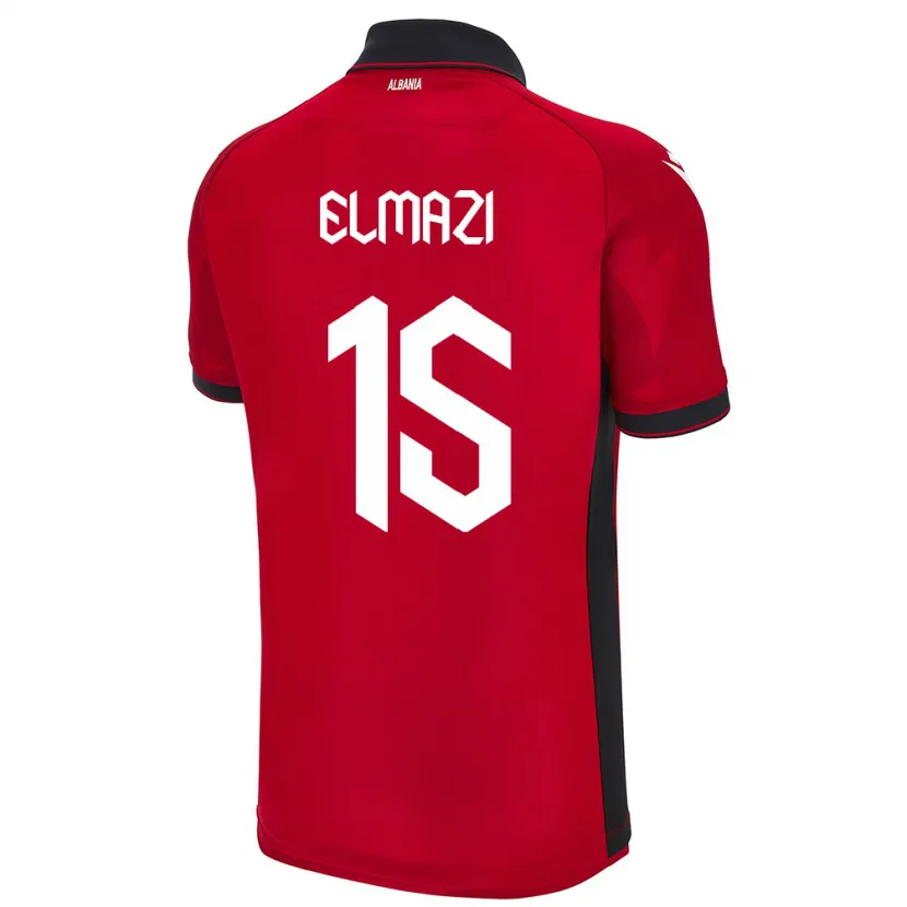 Danxen Dames Albanië Enea Elmazi #15 Rood Thuisshirt Thuistenue 24-26 T-Shirt