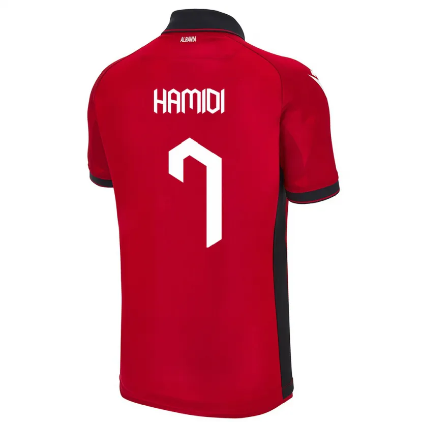 Danxen Dames Albanië Mimoza Hamidi #7 Rood Thuisshirt Thuistenue 24-26 T-Shirt