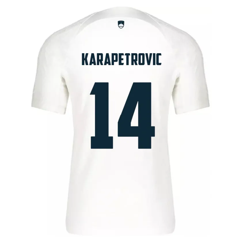 Danxen Dames Slovenië Luka Karapetrovic #14 Wit Thuisshirt Thuistenue 24-26 T-Shirt