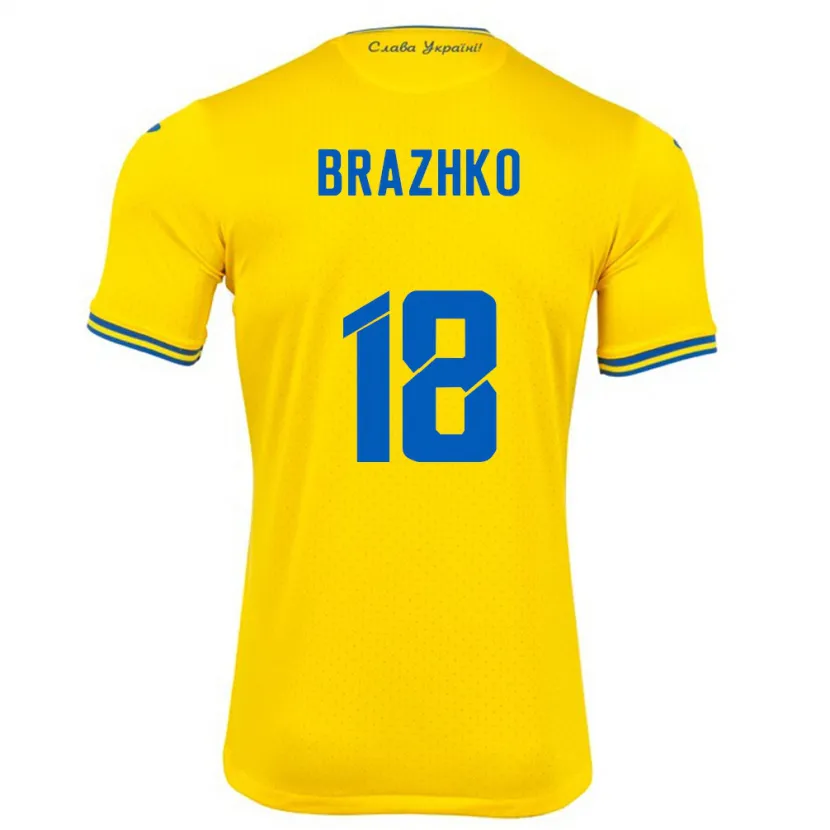 Danxen Dames Oekraïne Volodymyr Brazhko #18 Geel Thuisshirt Thuistenue 24-26 T-Shirt
