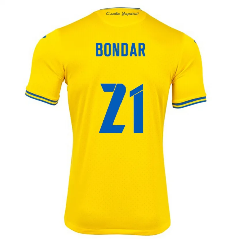 Danxen Dames Oekraïne Valeriy Bondar #21 Geel Thuisshirt Thuistenue 24-26 T-Shirt