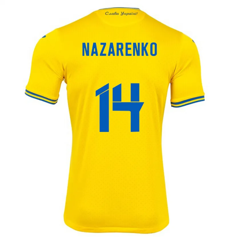 Danxen Dames Oekraïne Oleksandr Nazarenko #14 Geel Thuisshirt Thuistenue 24-26 T-Shirt