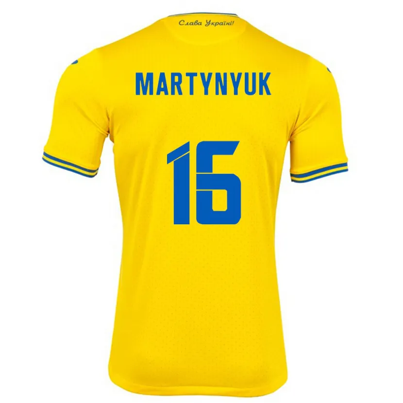 Danxen Dames Oekraïne Oleksandr Martynyuk #16 Geel Thuisshirt Thuistenue 24-26 T-Shirt