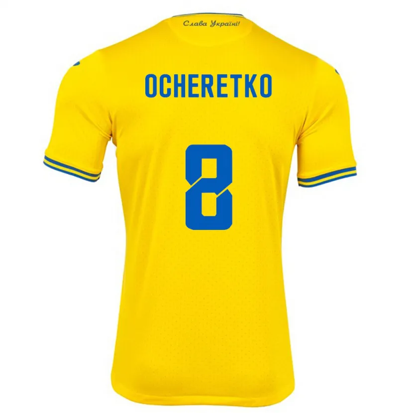 Danxen Dames Oekraïne Oleg Ocheretko #8 Geel Thuisshirt Thuistenue 24-26 T-Shirt