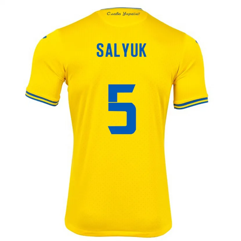 Danxen Dames Oekraïne Volodymyr Salyuk #5 Geel Thuisshirt Thuistenue 24-26 T-Shirt