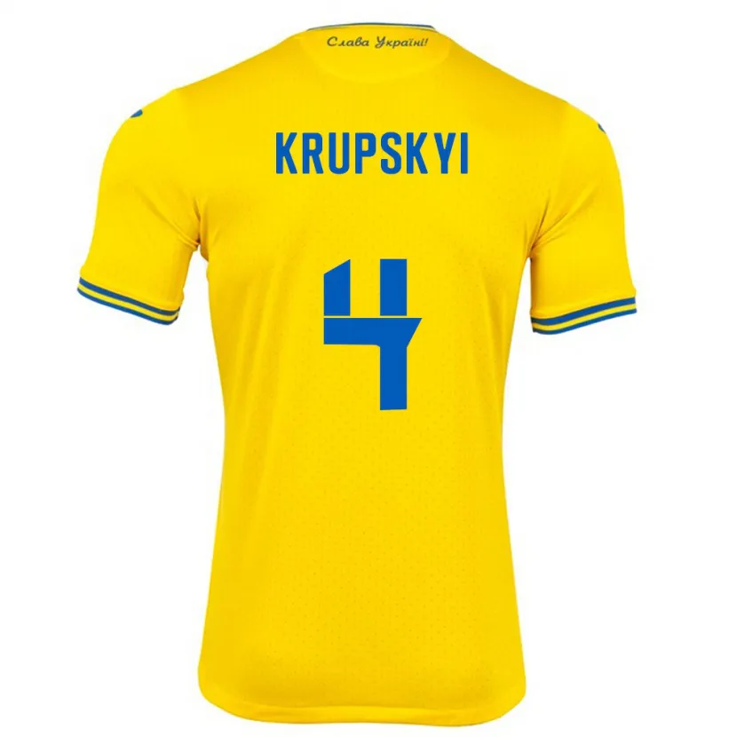 Danxen Dames Oekraïne Ilya Krupskyi #4 Geel Thuisshirt Thuistenue 24-26 T-Shirt