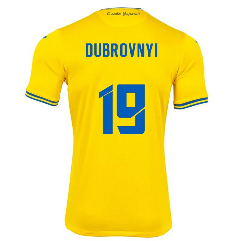 Danxen Dames Oekraïne Mykhaylo Dubrovnyi #19 Geel Thuisshirt Thuistenue 24-26 T-Shirt