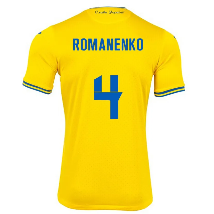 Danxen Dames Oekraïne Tetyana Romanenko #4 Geel Thuisshirt Thuistenue 24-26 T-Shirt