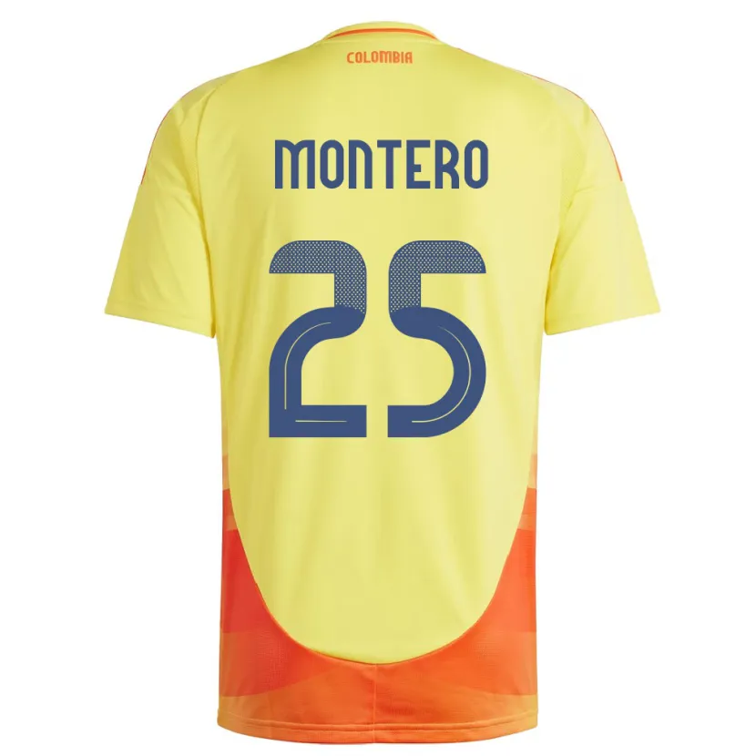 Danxen Dames Colombia Álvaro Montero #25 Geel Thuisshirt Thuistenue 24-26 T-Shirt