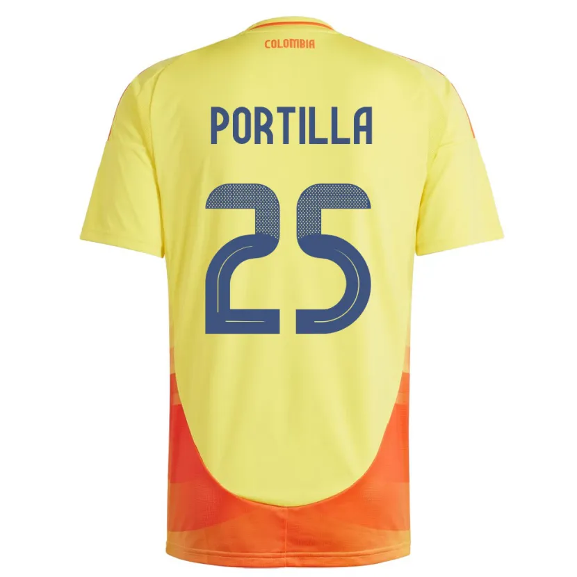 Danxen Dames Colombia Juan Portilla #25 Geel Thuisshirt Thuistenue 24-26 T-Shirt