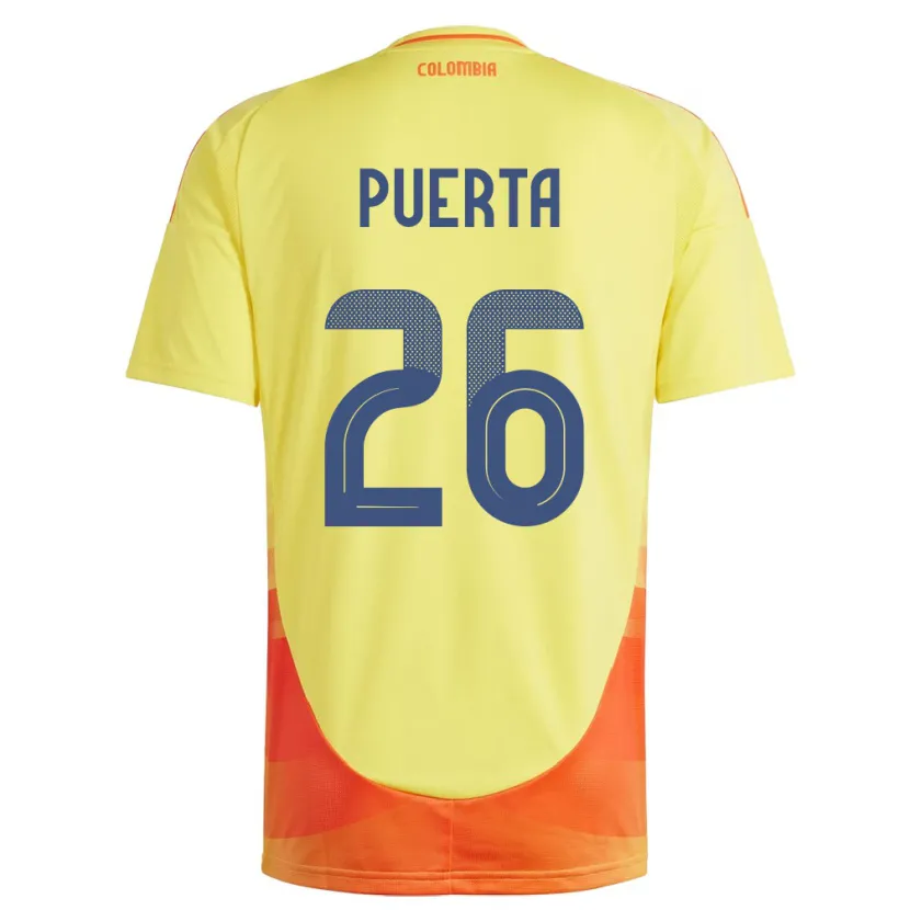 Danxen Dames Colombia Gustavo Puerta #26 Geel Thuisshirt Thuistenue 24-26 T-Shirt