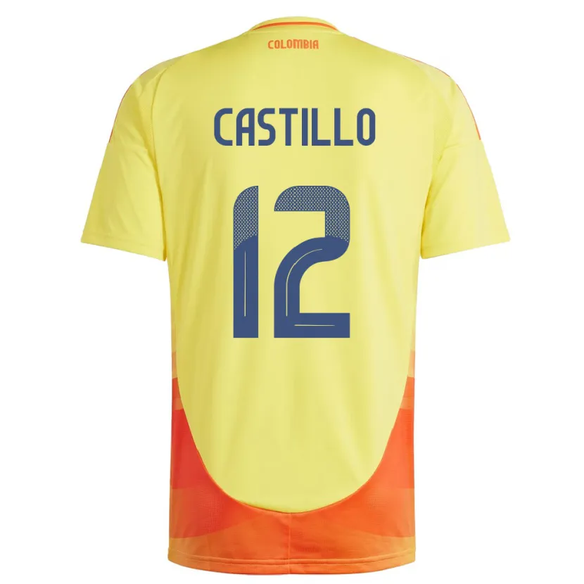 Danxen Dames Colombia Juan Castillo #12 Geel Thuisshirt Thuistenue 24-26 T-Shirt