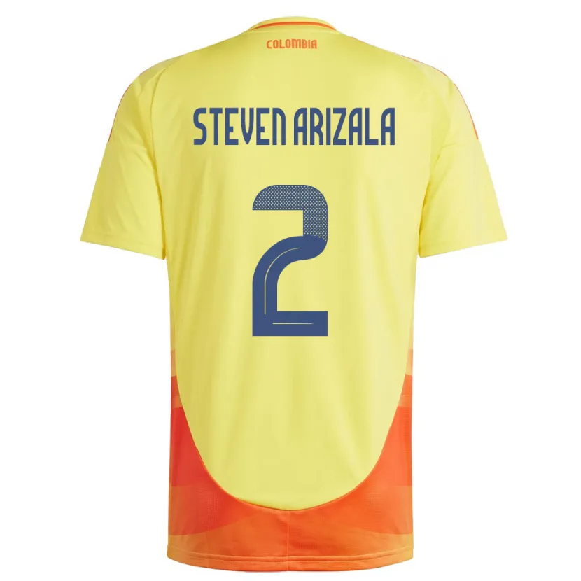 Danxen Dames Colombia Elver Steven Arizala #2 Geel Thuisshirt Thuistenue 24-26 T-Shirt