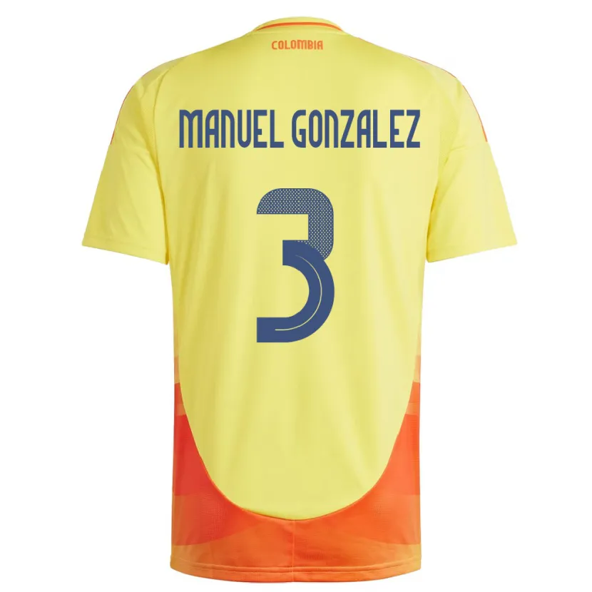 Danxen Dames Colombia Carlos Manuel González #3 Geel Thuisshirt Thuistenue 24-26 T-Shirt