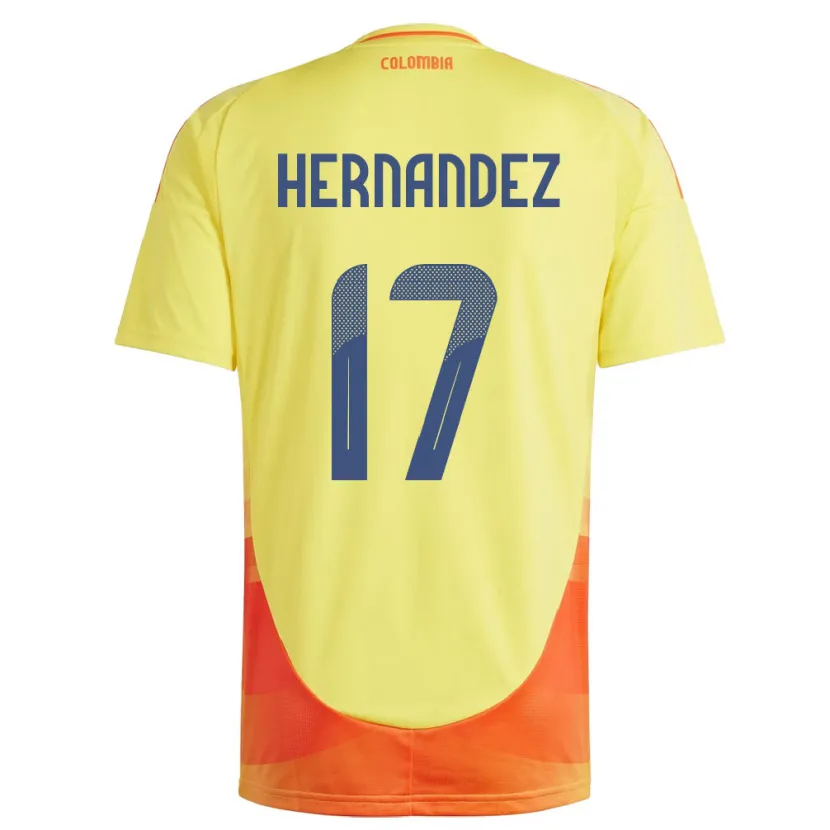 Danxen Dames Colombia Jhoan Hernández #17 Geel Thuisshirt Thuistenue 24-26 T-Shirt