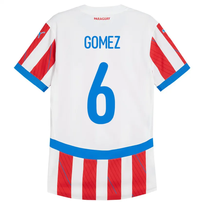 Danxen Dames Paraguay Marcos Gómez #6 Wit Rood Thuisshirt Thuistenue 24-26 T-Shirt