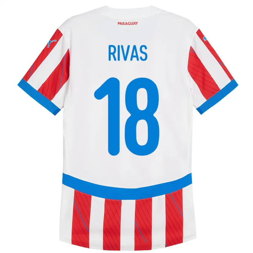 Danxen Dames Paraguay Daniel Rivas #18 Wit Rood Thuisshirt Thuistenue 24-26 T-Shirt
