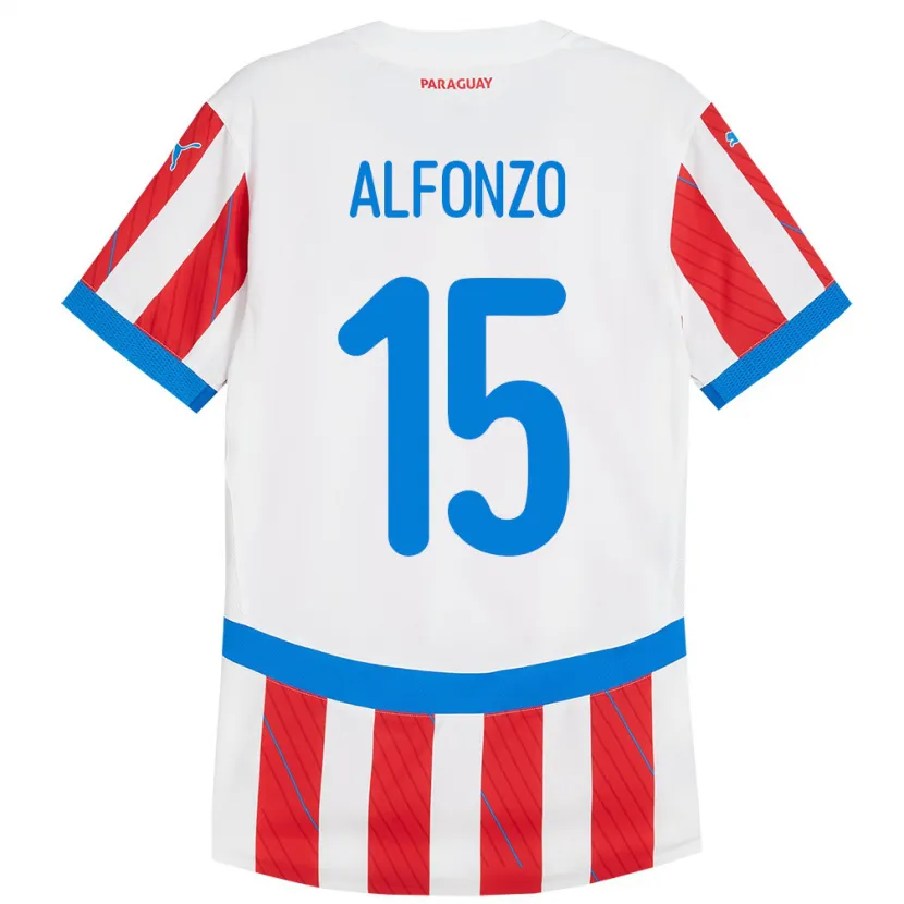 Danxen Dames Paraguay Axel Alfonzo #15 Wit Rood Thuisshirt Thuistenue 24-26 T-Shirt