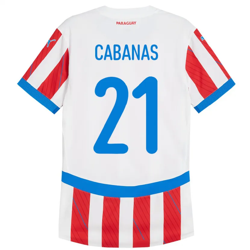 Danxen Dames Paraguay Víctor Cabañas #21 Wit Rood Thuisshirt Thuistenue 24-26 T-Shirt
