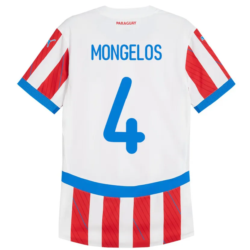 Danxen Dames Paraguay Rolando Mongelós #4 Wit Rood Thuisshirt Thuistenue 24-26 T-Shirt