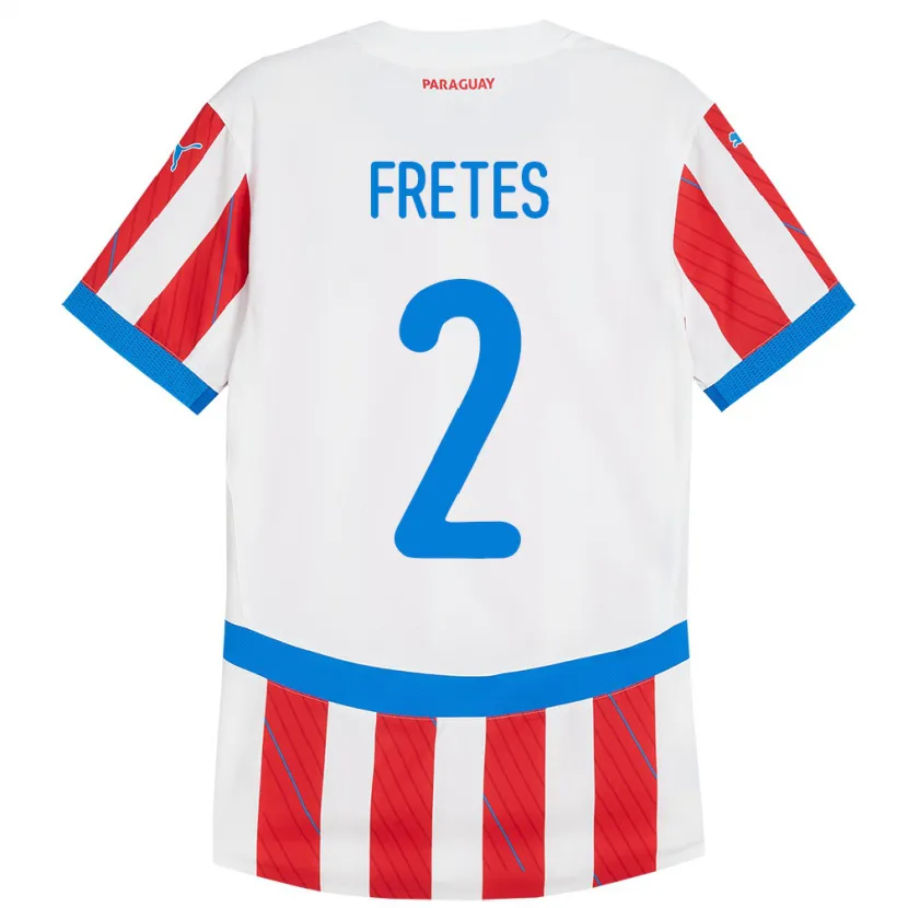 Danxen Dames Paraguay Limpia Fretes #2 Wit Rood Thuisshirt Thuistenue 24-26 T-Shirt