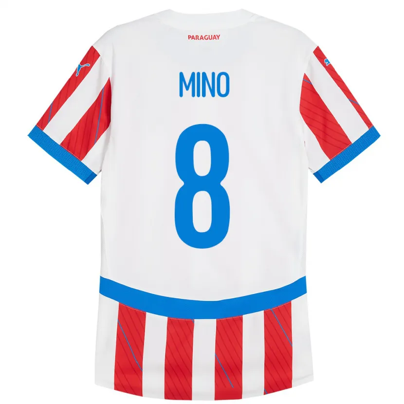 Danxen Dames Paraguay Rosa Miño #8 Wit Rood Thuisshirt Thuistenue 24-26 T-Shirt
