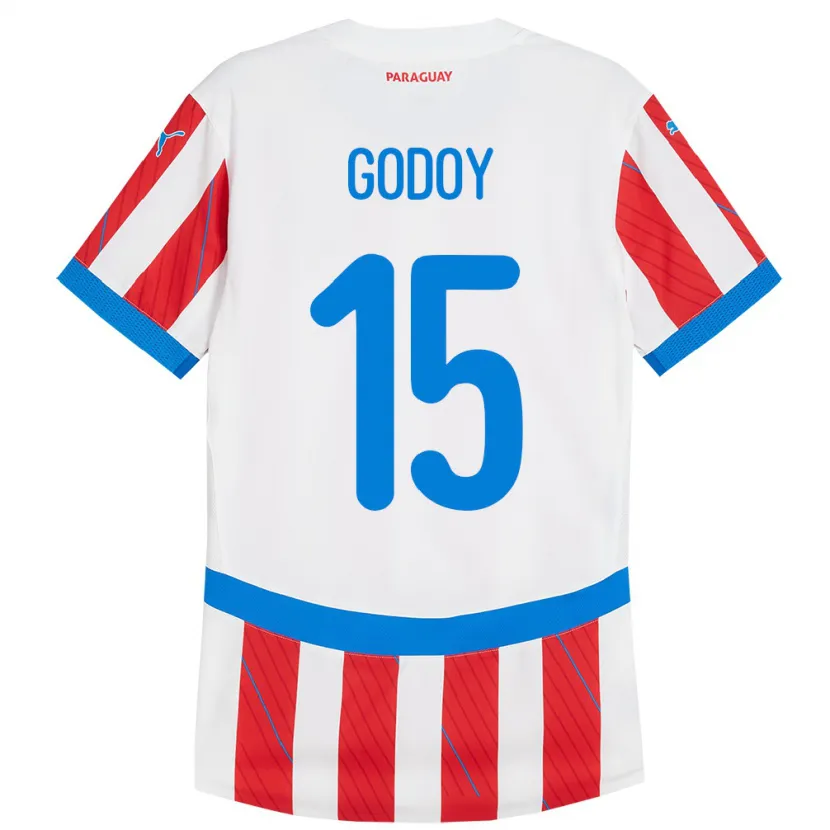 Danxen Dames Paraguay Fanny Godoy #15 Wit Rood Thuisshirt Thuistenue 24-26 T-Shirt