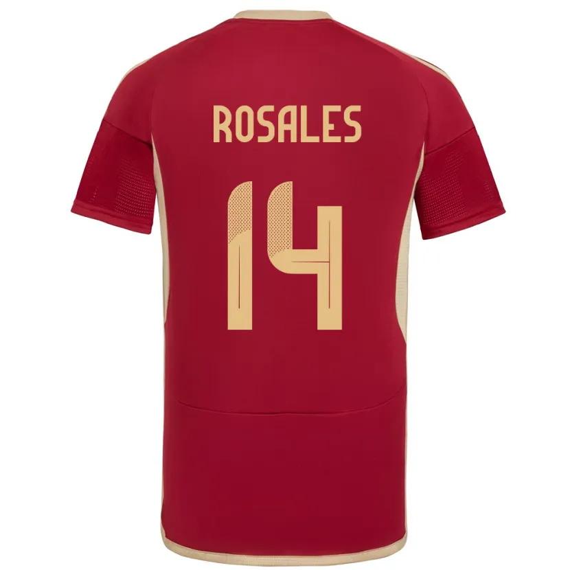 Danxen Dames Venezuela Roberto Rosales #14 Bourgondië Thuisshirt Thuistenue 24-26 T-Shirt