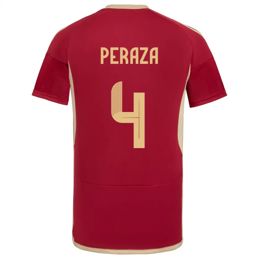 Danxen Dames Venezuela María Peraza #4 Bourgondië Thuisshirt Thuistenue 24-26 T-Shirt