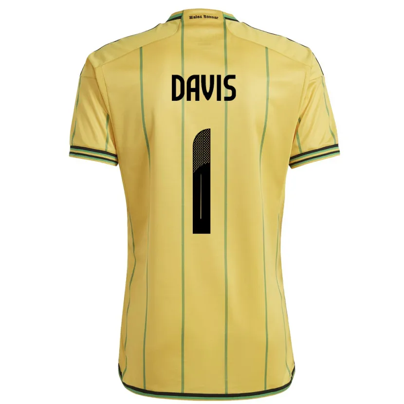Danxen Dames Jamaica Shaquan Davis #1 Geel Thuisshirt Thuistenue 24-26 T-Shirt