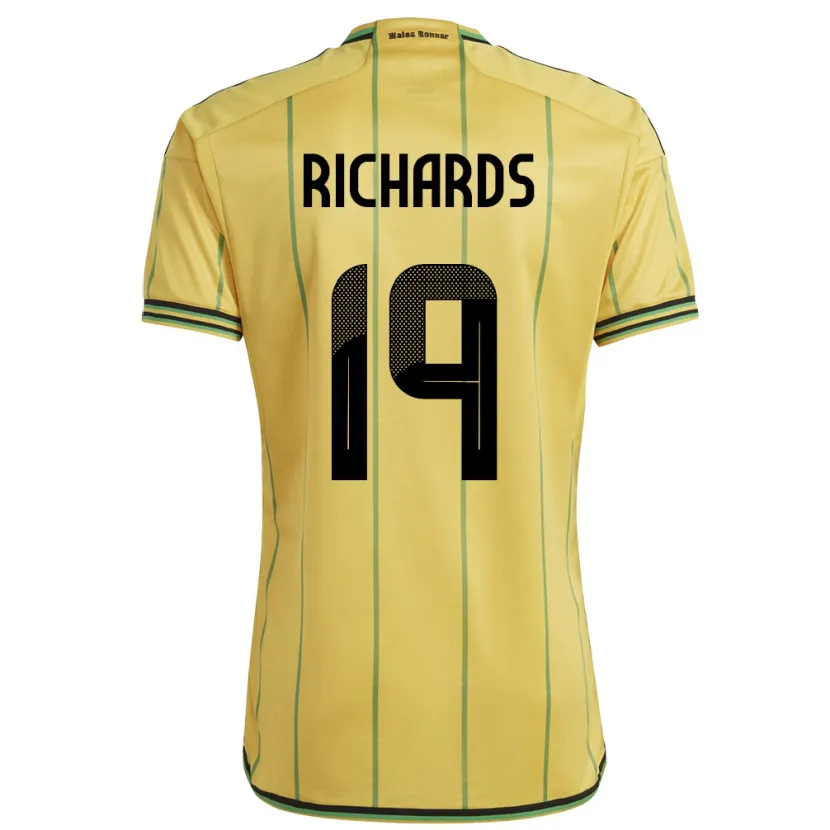 Danxen Dames Jamaica Davia Richards #19 Geel Thuisshirt Thuistenue 24-26 T-Shirt