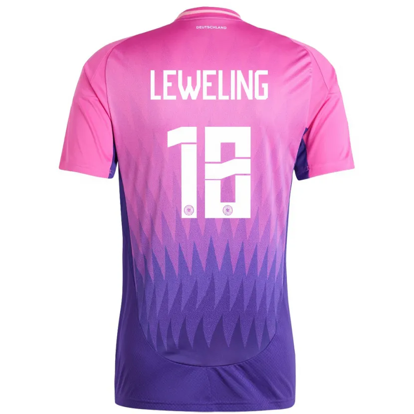 Danxen Dames Duitsland Jamie Leweling #18 Roze Paars Uitshirt Uittenue 24-26 T-Shirt