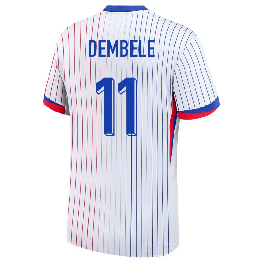 Danxen Dames Frankrijk Ousmane Dembele #11 Wit Uitshirt Uittenue 24-26 T-Shirt