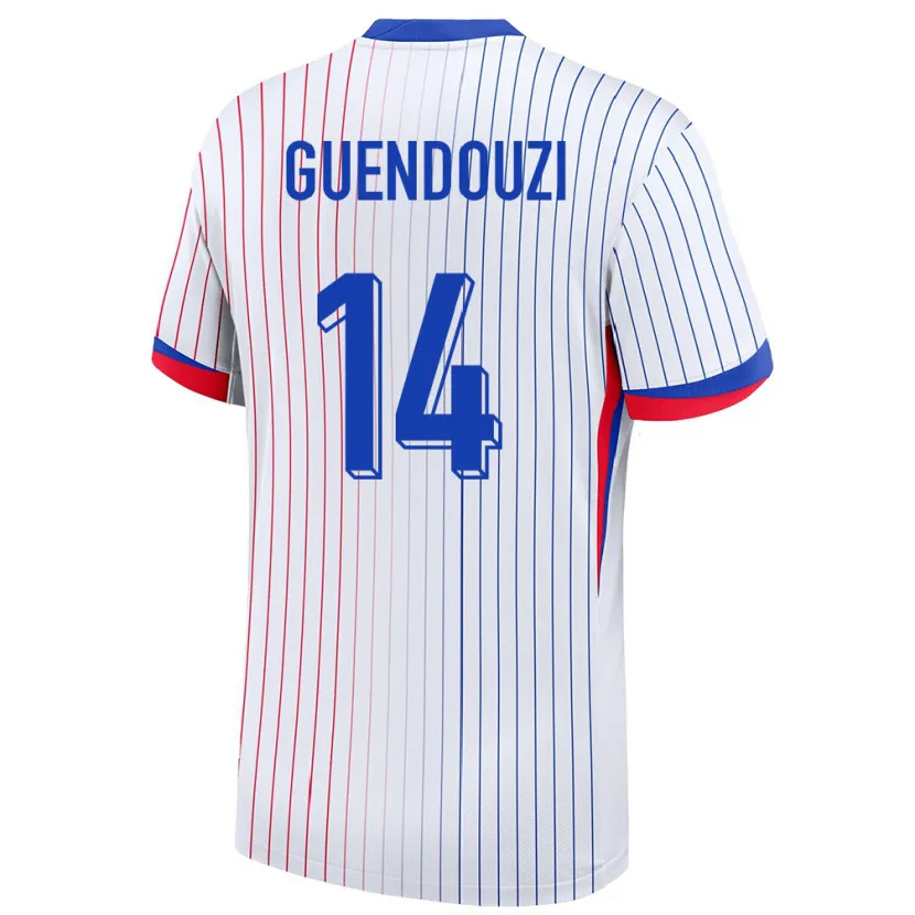 Danxen Dames Frankrijk Matteo Guendouzi #14 Wit Uitshirt Uittenue 24-26 T-Shirt