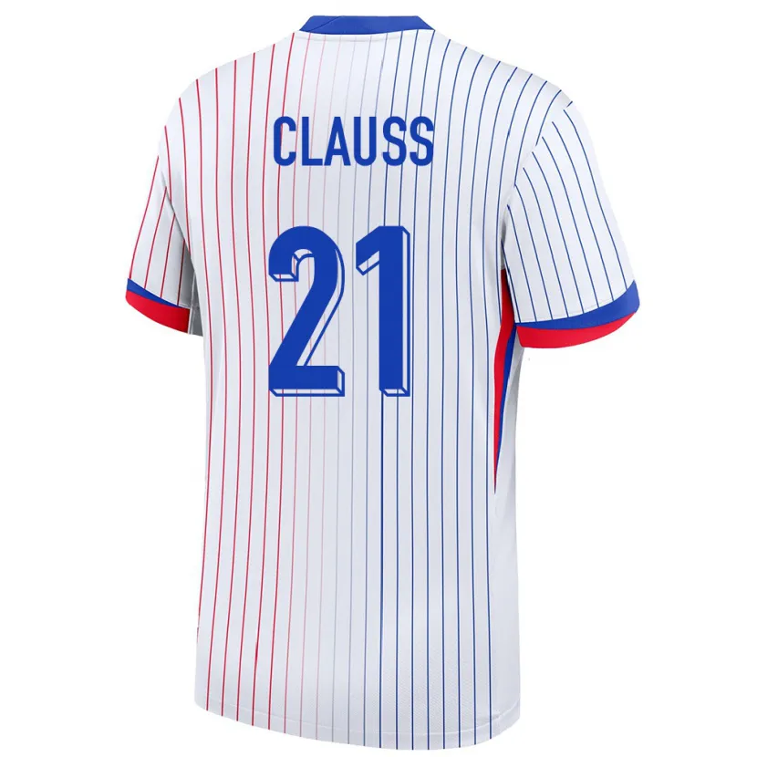 Danxen Dames Frankrijk Jonathan Clauss #21 Wit Uitshirt Uittenue 24-26 T-Shirt