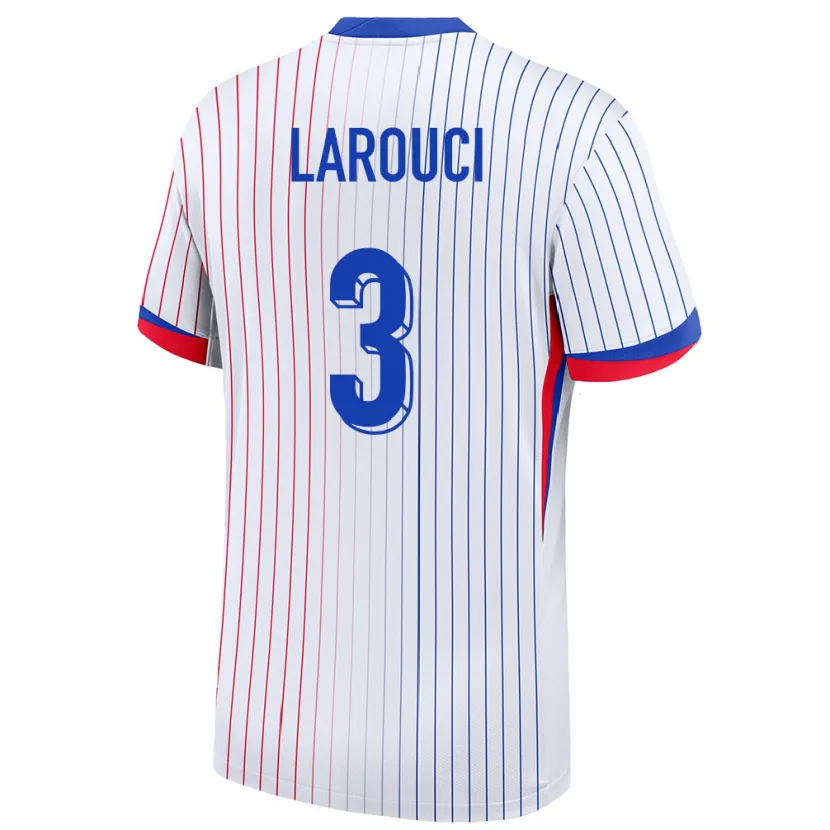 Danxen Dames Frankrijk Yasser Larouci #3 Wit Uitshirt Uittenue 24-26 T-Shirt